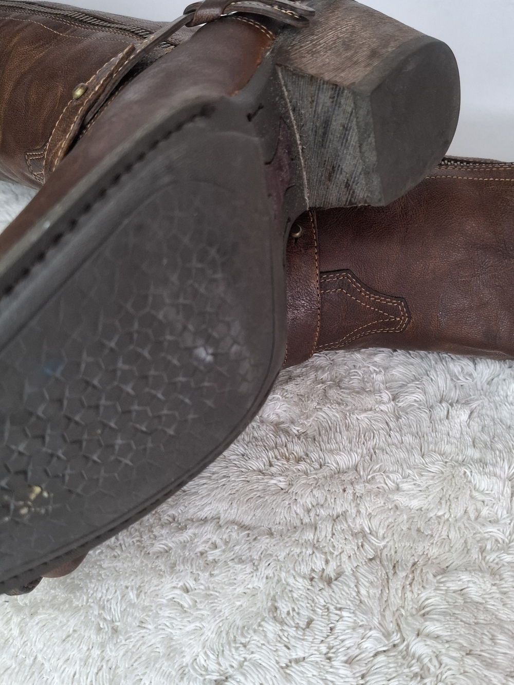 Ariat Brown Leather Tall Zip Western Riding Boots - Picture 6 of 13
